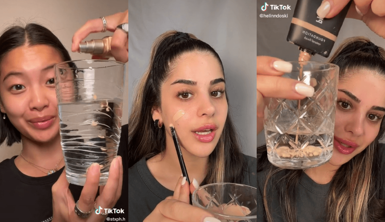 dip foundation in water makeup hack